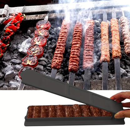 [Eng yaxshi tanlov] Qo'lda Kebab Tayyorlagich - Tashqi BBQ uchun Oddiy Kabob Shabloni, Portativ Kofta Asbobi, Uzoq muddatli Oziq-ovqat Sifatidagi Plastmassa, Barbekyu Yangi Boshlovchilari uchun Mukammal, Turkiy Kebab, BBQ Kofta Tayyorlash Asbobi