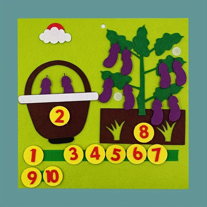 Toys made of felt and non-woven fabric that provide education through play, teaching aids for learning numbers and mathematics using vegetables.