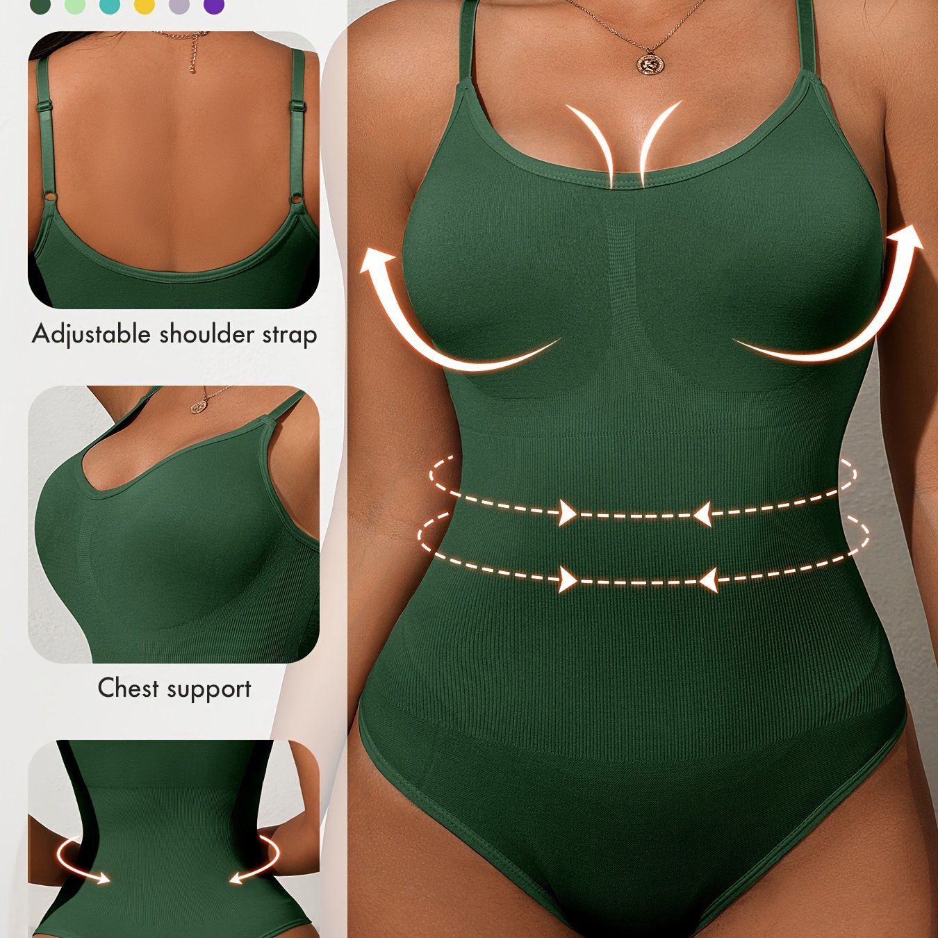 Elegant slimming bodysuit with high support, tummy control, butt lift, ribbed detail, made of lightweight nylon-elastane blend for waist shaping, no padding.