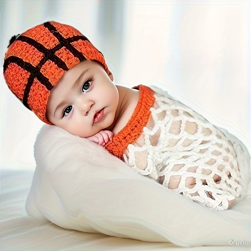 Cute Baby Photography Accessories: Handcrafted Wool Basketball Hat for Newborns & Infants