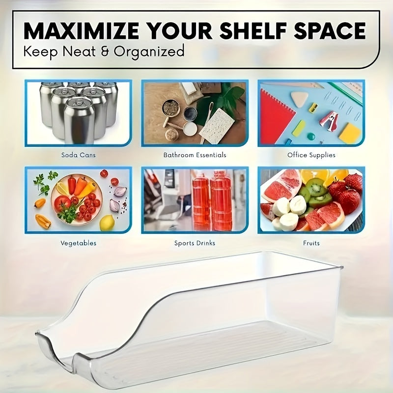 Organize your fridge with the 1-piece Clear Plastic Refrigerator Bin - Create more space in your refrigerator with this sturdy, easy-to-clean storage solution for canned food, drinks, and more!