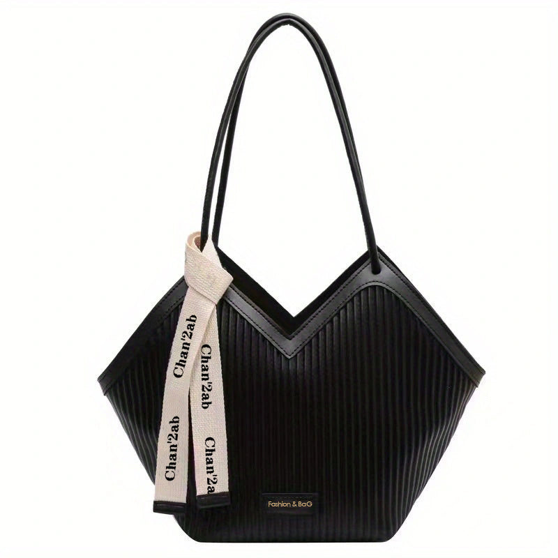 Chic faux leather tote bag for work with trendy design and large capacity.