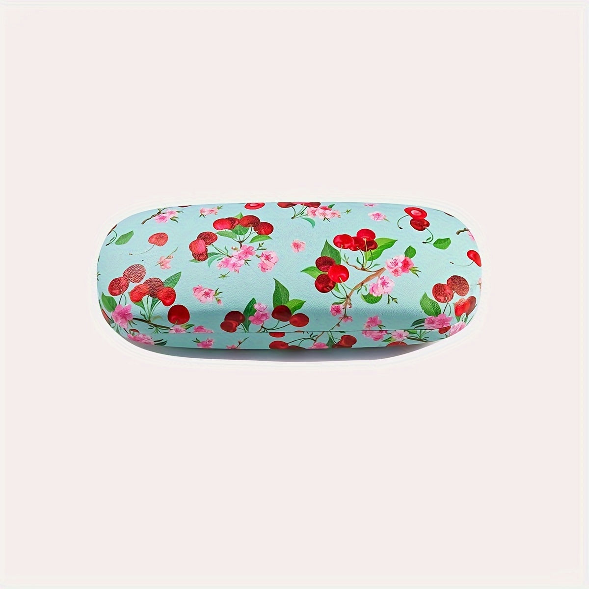 Hard shell portable eyeglasses case with fruit flower design, suitable for both men and women, perfect for sunglasses or reading glasses.