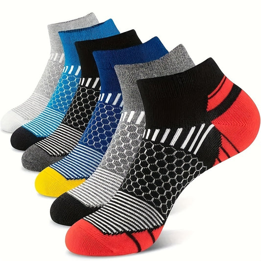 6 pairs of men's low cut ankle socks, breathable and sweat-absorbing, suitable for all seasons and odor-resistant.