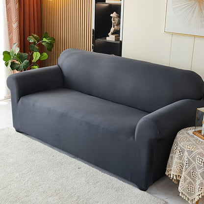 Modern sofa cover with non-slip elastic band, machine washable, made of 95% polyester and 5% spandex. Compatible with various sofa sizes, no printing, stitched craftsmanship, fabric weight of 100-120 g/m².