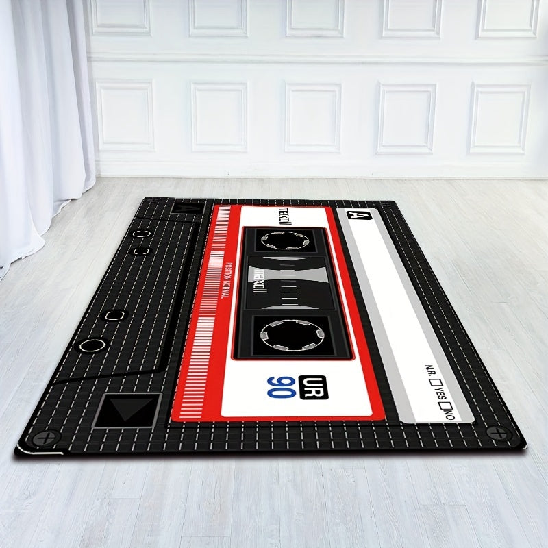 Retro Cassette Tape Inspired Door Mat - Vibrant, Anti-Slip & Stain-Resistant Kitchen Rug for Home Styling, Entryway, and Doorway