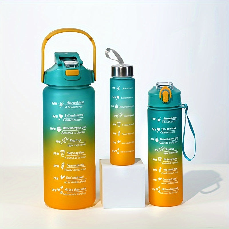 Large capacity water bottle with time marker for hydration reminder, PVC free and lightweight for hand wash only.