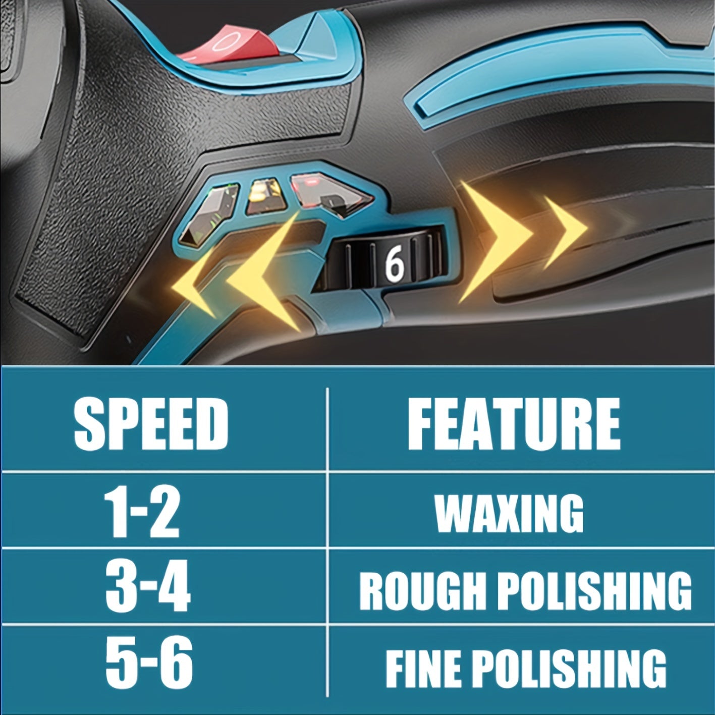 JAVN 5000RPM Cordless Mini Polisher with 6 Gears and Adjustable Speed, ideal for car polishing, waxing, and repairs. USB Charging.