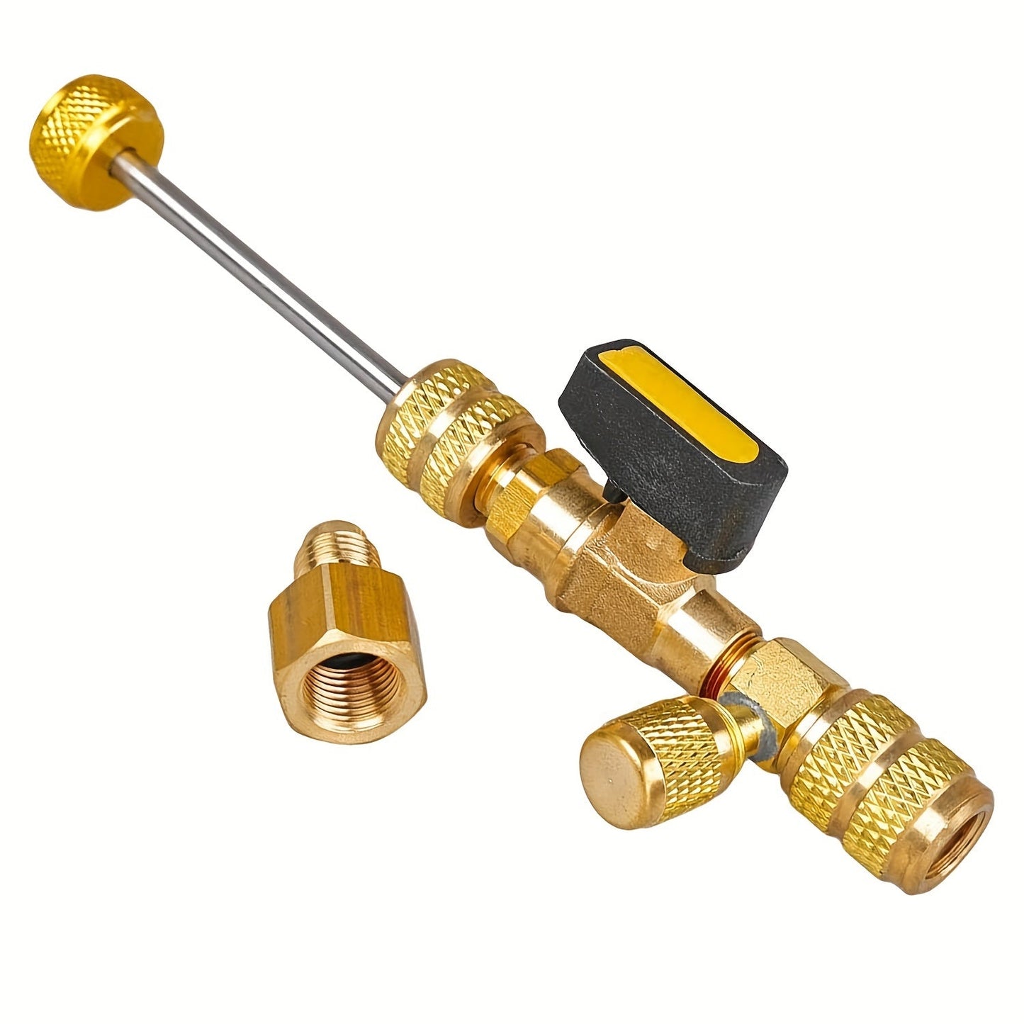 Set of Brass Valve Core Removal Tools with 10 Spare Cores, Dual-Head Design for Easy Installation, Non-Electrical, Anti-Slip Grip, Long-lasting for HVAC, Air Conditioning, and Automotive Care