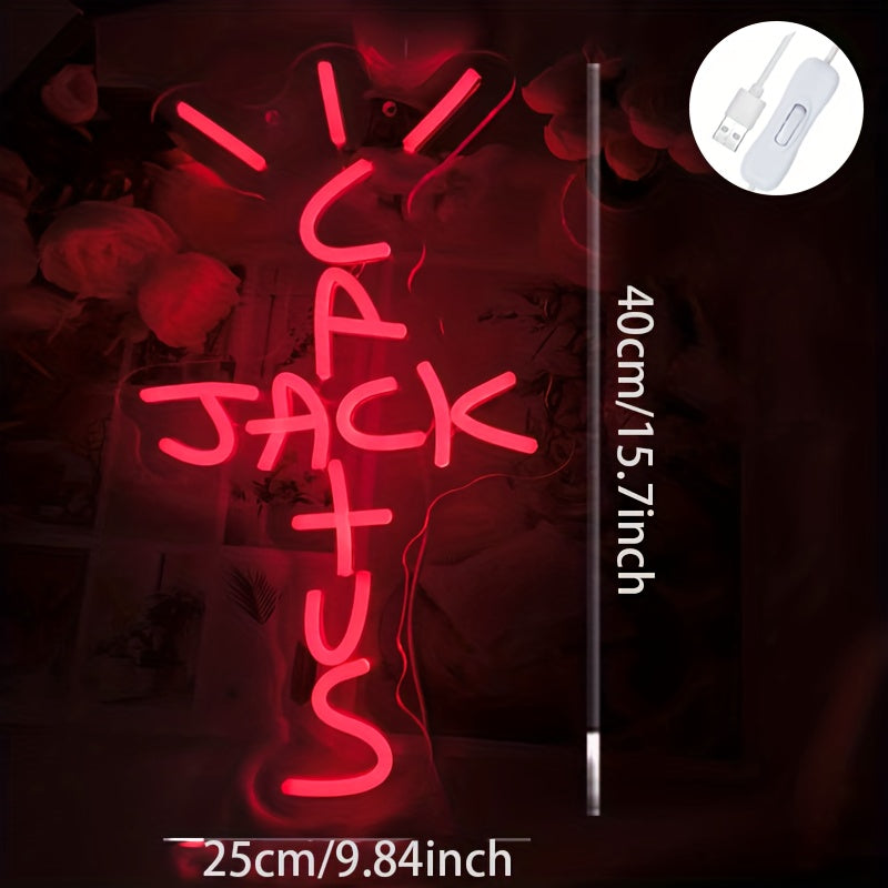 USB Powered Neon Jack Sign, versatile wall decor for bedroom, home bar, or party, switch control, no battery needed