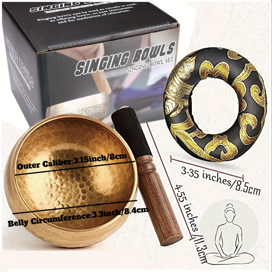 SINSOLEDAD hand-hammered singing bowl set for meditation and relaxation, includes mallet and carrying case. Perfect gift for both men and women.