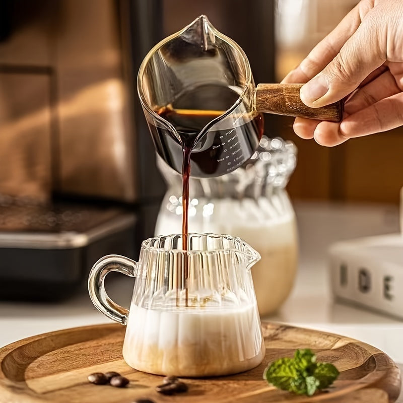 Vintage hand-striped glass coffee mug, 200ml mini milk tea cup, heat-resistant, reusable, multipurpose, 6.3x6cm, hand wash only, no pattern.