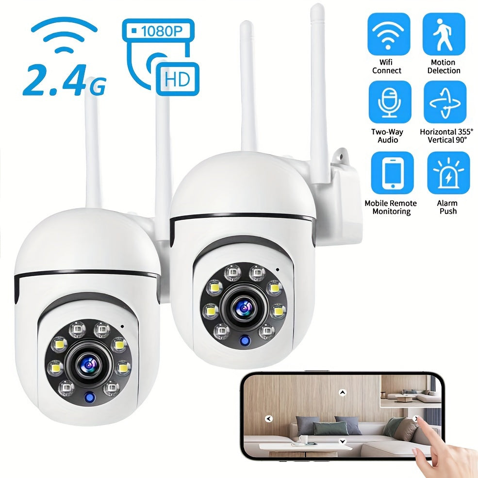 The WJG 2MP HD WiFi Security Camera offers full-color night vision, two-way audio, motion detection, and smartphone compatibility. Powered by USB, this camera has no battery and includes video & application features. It is perfect for home safety & pet