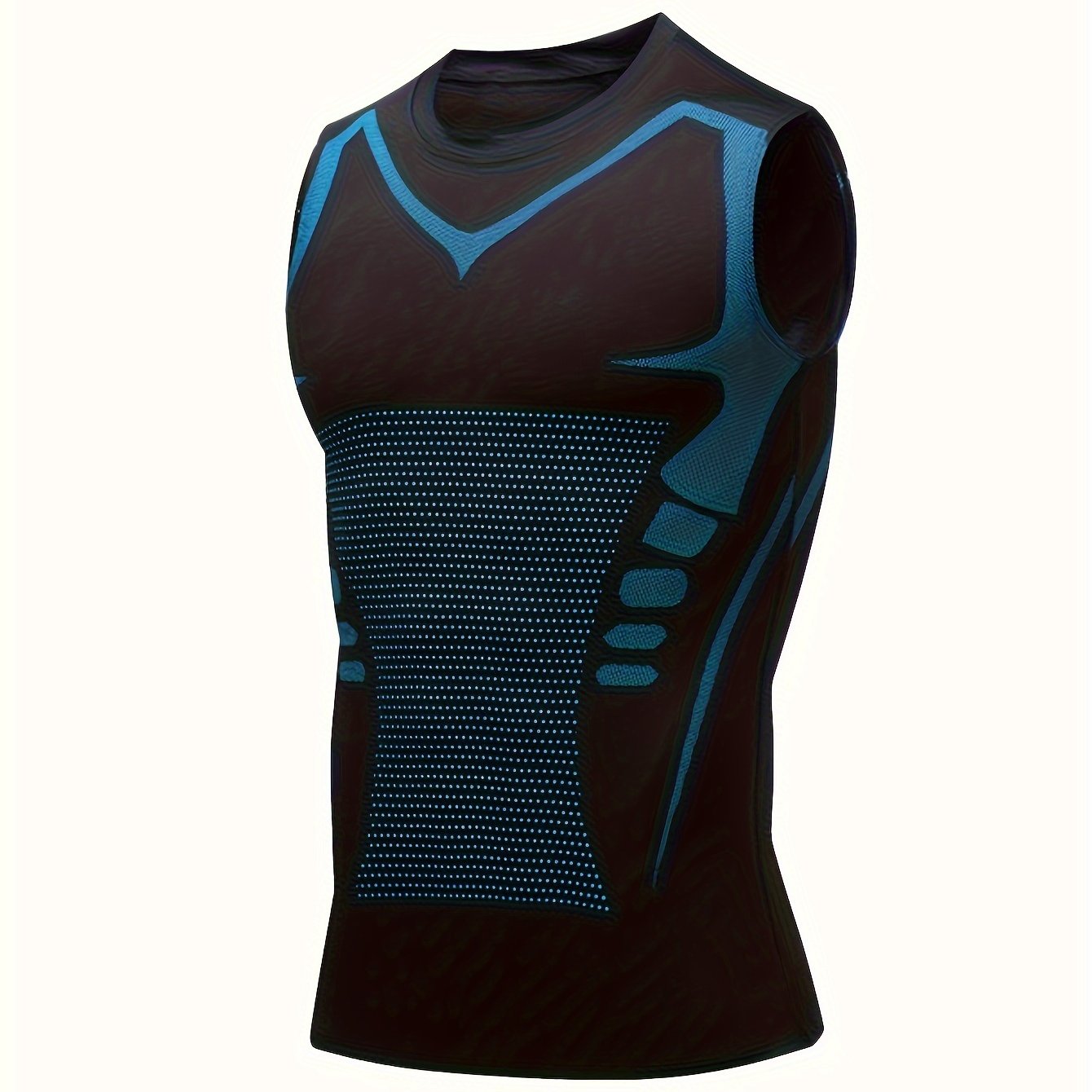 Men's Quick-Dry Athletic Tank Top with Geometric Pattern, Lightweight Polyester & Spandex Blend, Breathable and Stretchy for Fitness Training.