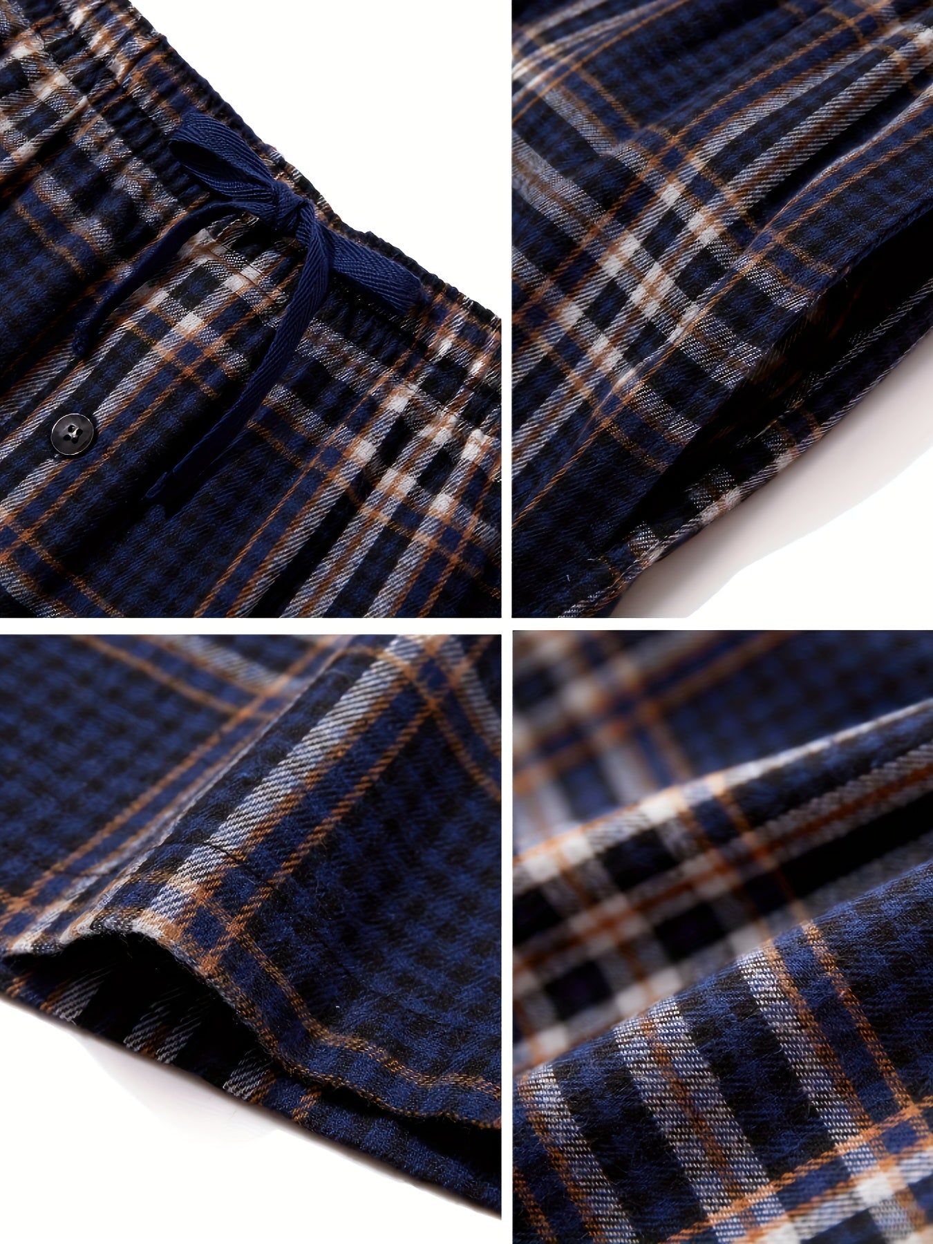 3 Large Men's Flannel Plaid Sleep Pants with Pockets, Flap, Drawstring, PLUS SIZE