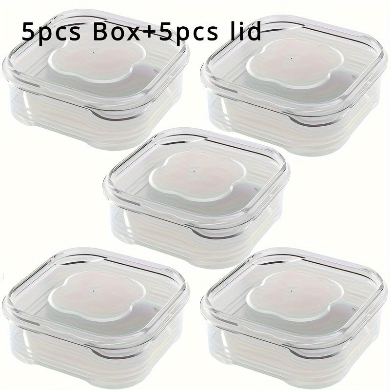 Stackable Food Storage Containers with Lids Set of 5 - Leakproof, Reusable Plastic Boxes for Meat, Fruits & Vegetables - Ideal for Organizing Kitchen and Preserving Food in the Freezer