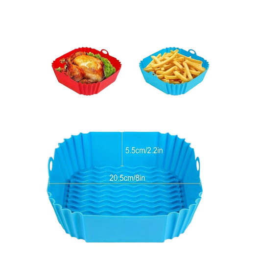 Silicone Air Fryer Liner measuring 20.32 cm squared - Reusable accessory for Air Fryers - Compatible with 4 to 7 QT ovens and microwaves.