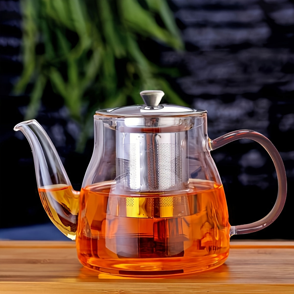 High Borosilicate Glass Tea Pot with Stainless Steel Infuser, Gongfu Tea Brewing Cup, Clear Tea Server for Loose Leaf Tea, No Pattern Glass Tea Maker.