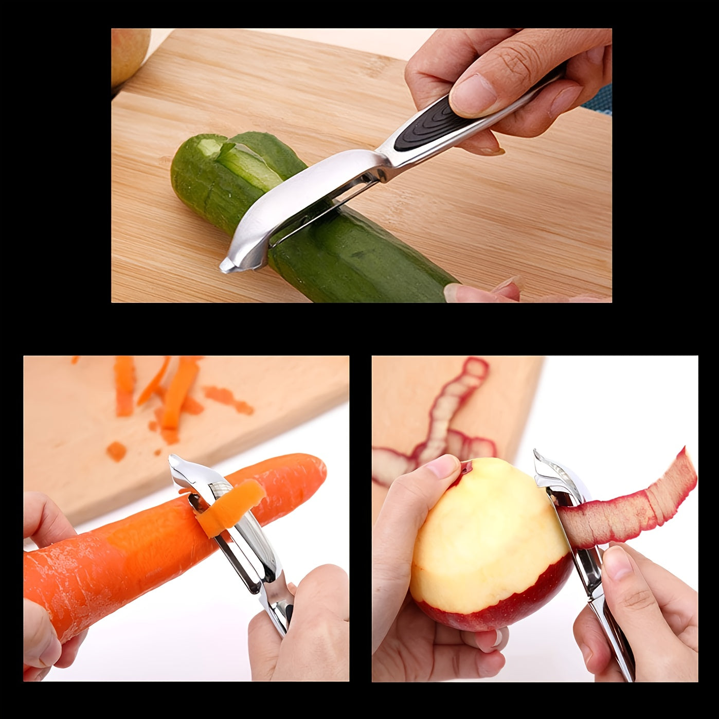 Two Stainless Steel Vegetable & Fruit Peelers Set with Non-Slip Handles and Ultra-Sharp Blades - Straight Edge Peelers for Accurate Peeling, Food-Safe and Durable Kitchen Tools