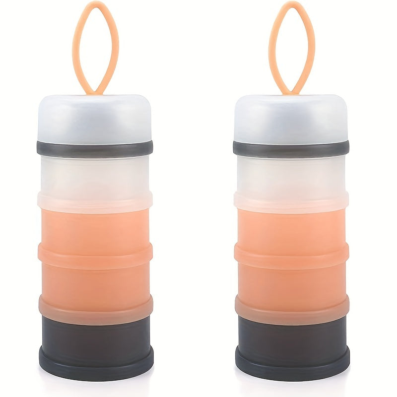 Portable formula dispenser for baby milk powder, convenient for on-the-go use. This stackable container is perfect for travel and is designed to prevent spills. It is also BPA free, ensuring safe storage for your baby's snacks.