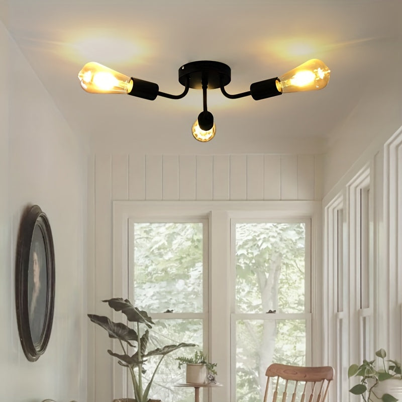 Retro black ceiling light with E27 bulb base for living room, bedroom, kitchen (bulb not included)