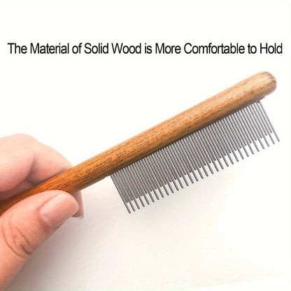 Softwood Pet Grooming Brush with gentle slicker bristles and durable wooden handle for professional hair removal on cats and dogs.