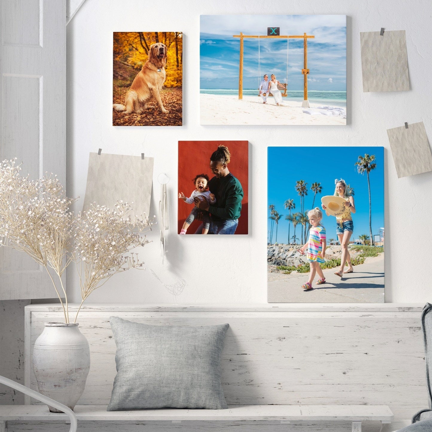 Customize your own waterproof canvas poster in a wooden frame, perfect for preserving memories and creating personalized gifts. Great for adding a personal touch to bedroom and living room decor.