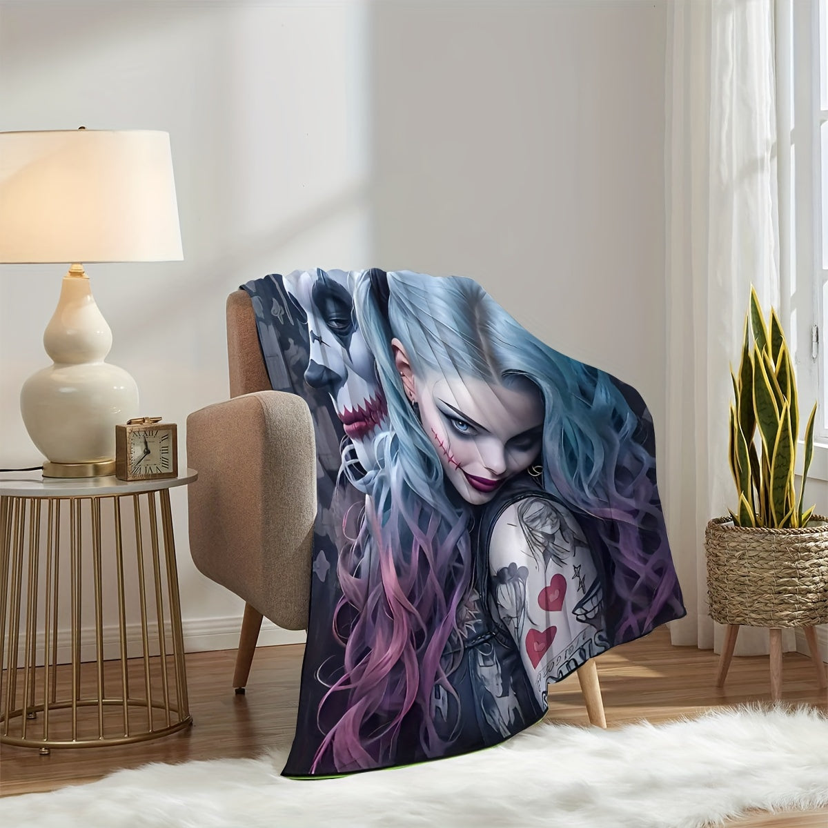 Warm and Cozy Clown-Themed Halloween Blanket - Soft Flannel Throw Perfect for Couch, Office Bed, Camping & Travel - A Versatile All-Season Gift