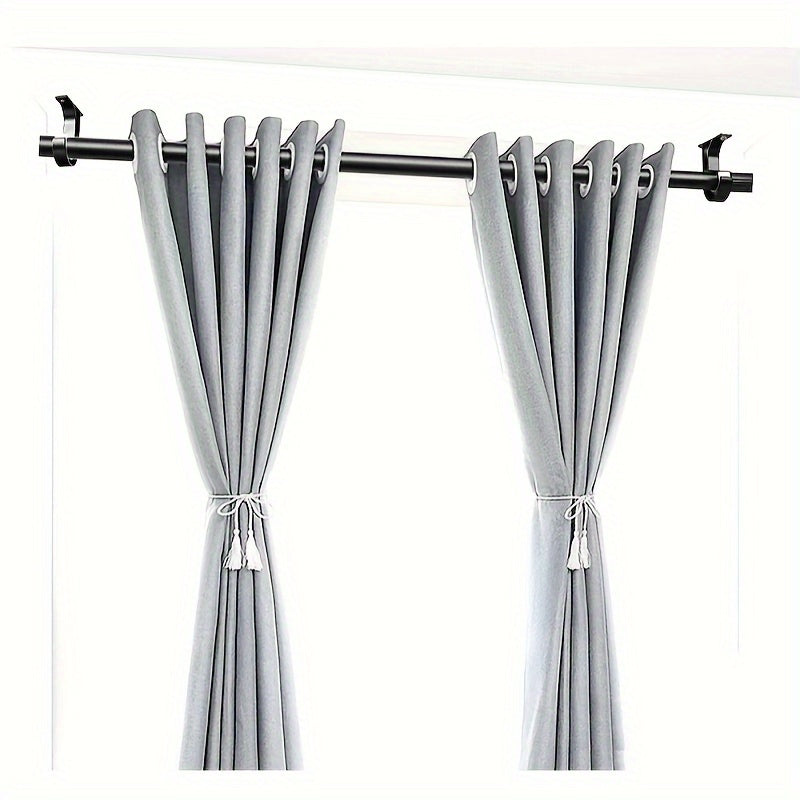 Set of 2 Sleek and Sturdy Black Aluminum Curtain Rod Holders Including 2 Screws and Plastic Expansion Pieces - Simple to Install with a Flexible Design