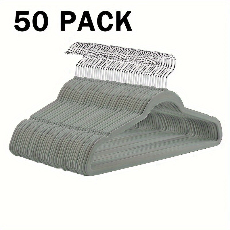 Get a 50/30 pack of Premium Velvet Hangers, perfect for coats, pants, and dress clothes. These heavy-duty hangers are non-slip and space-saving, making them a great addition to your closet.