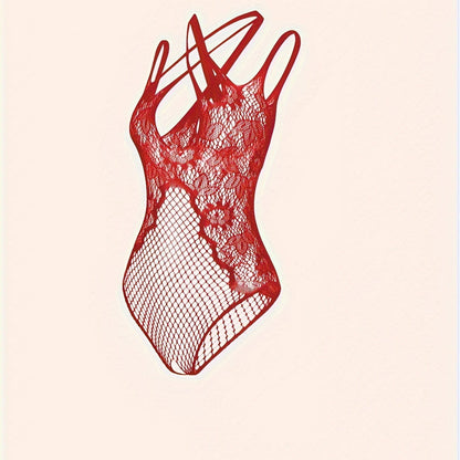 Women's erotic bodysuit with hollow design, sans lingerie and underpants.