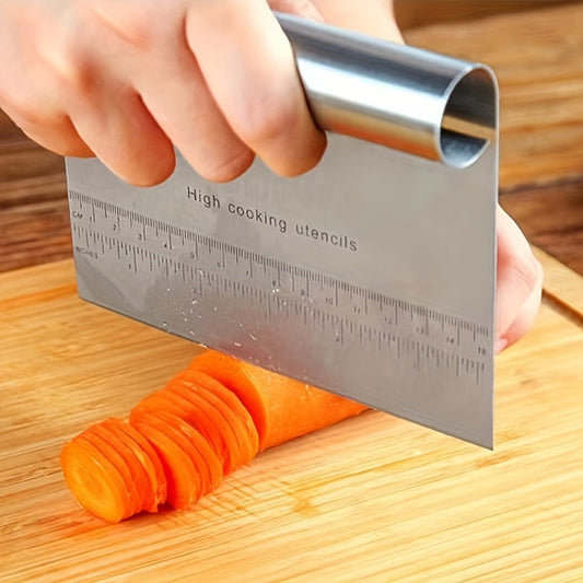 Essential Kitchen Tool: Versatile Stainless Steel Dough Scraper with Measurement - Perfect for Baking, Pizza Slicing, and Pastry Cutting