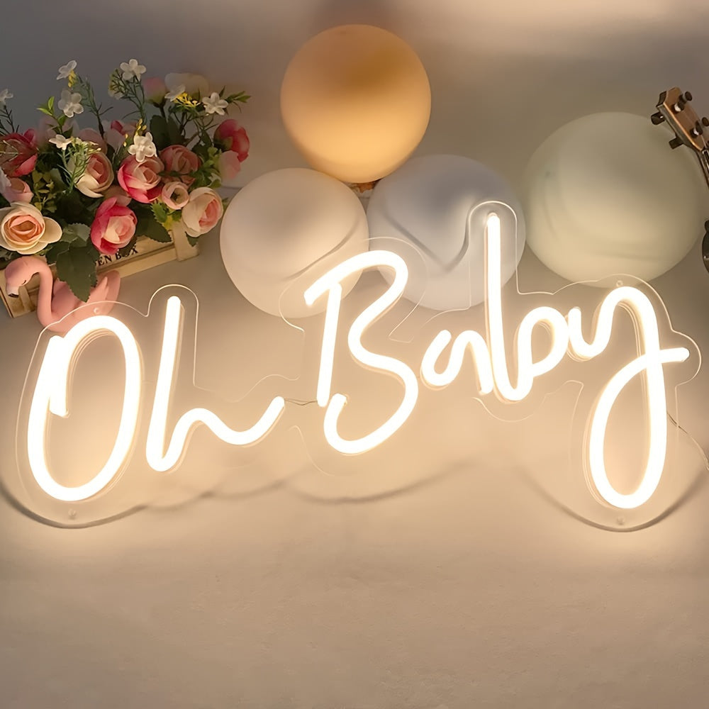 Neon light sign for baby room or events, with infinite dimming feature.