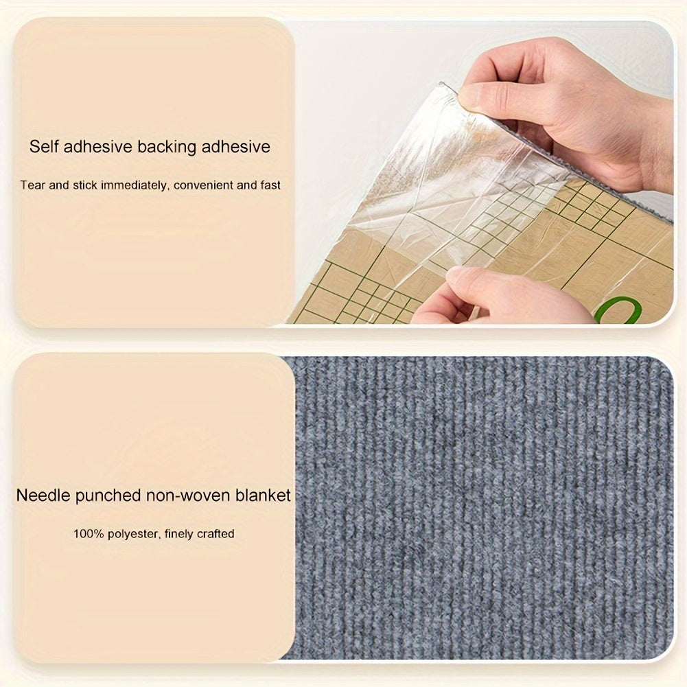 Self-adhesive cat scratching mat protects walls and furniture from cat scratching, made of durable polyester fiber.