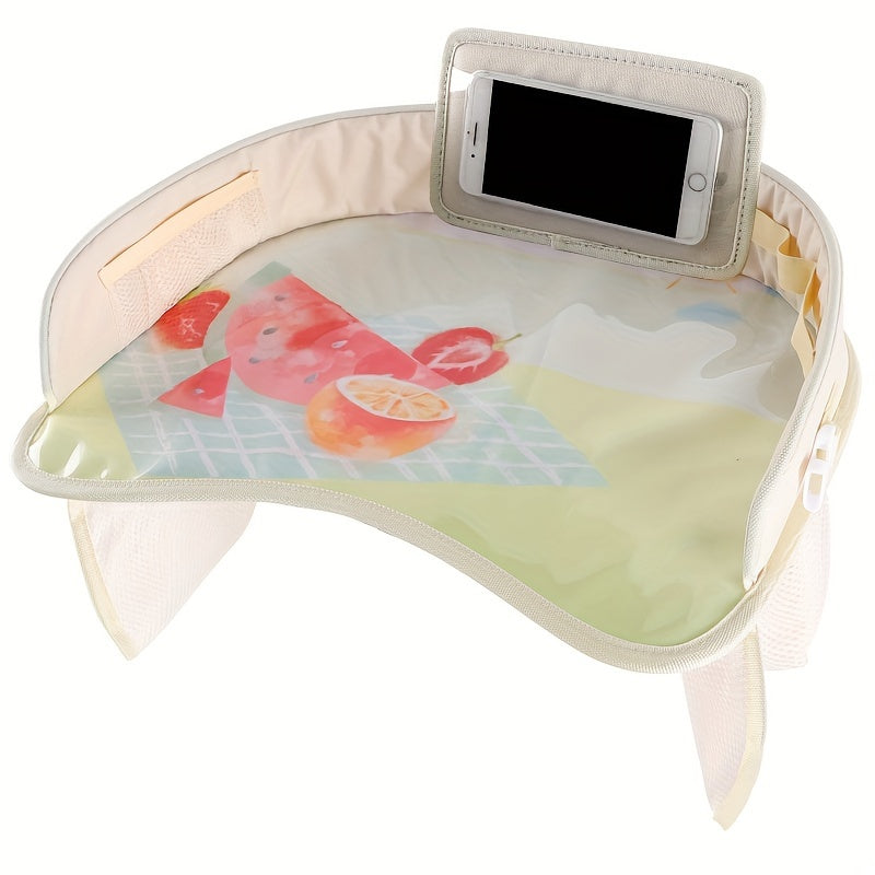 Adorable Cartoon Car Seat Tray with Waterproof Storage - A Versatile Stroller Tray for Your Needs