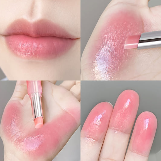 XIANZHI Tinted Lip Moisturizer: Color-changing pink hue with glossy finish, long-lasting, waterproof, squalane-infused formula suitable for all skin types, with hydrating lip care paste.