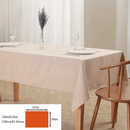 Thick rectangular polyester tablecloth in a modern solid color.