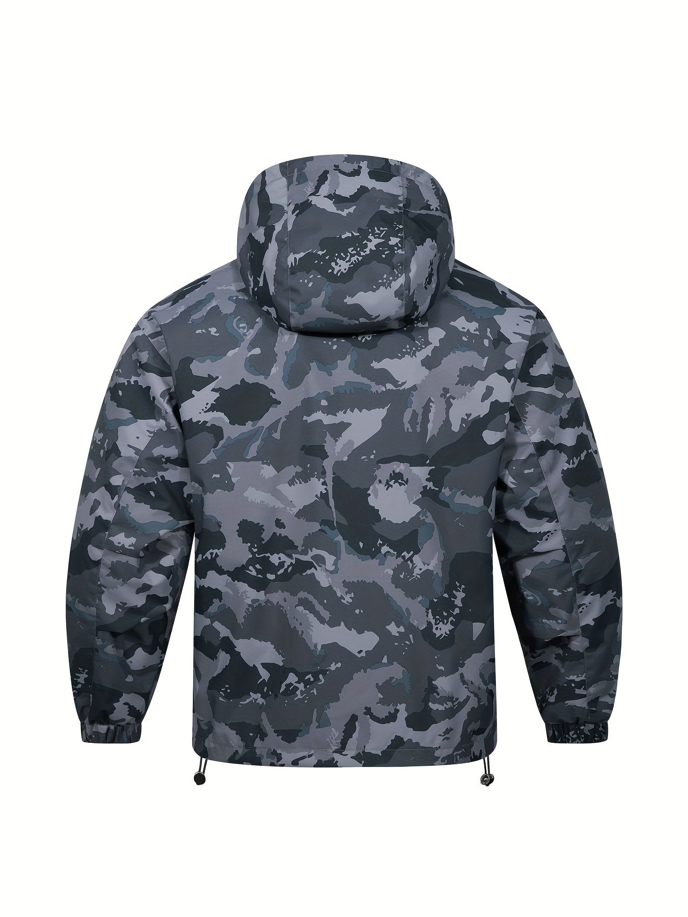 Men's Camouflage Hooded Zip Up Jacket, Multi-pocket Coat for Spring/Autumn Outdoor, Loose Cargo Hooded Jacket, Trendy Item.