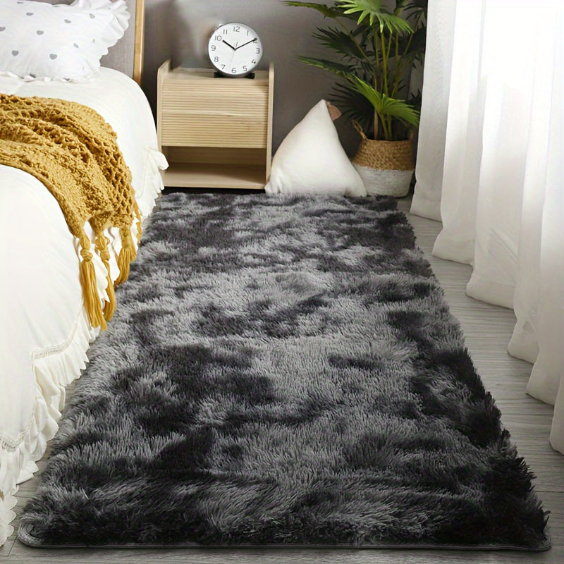 Soft and luxurious tie-dye black area rug, perfect for living room and bedroom decor. Stain-resistant and non-slip, ideal for Christmas and Thanksgiving.