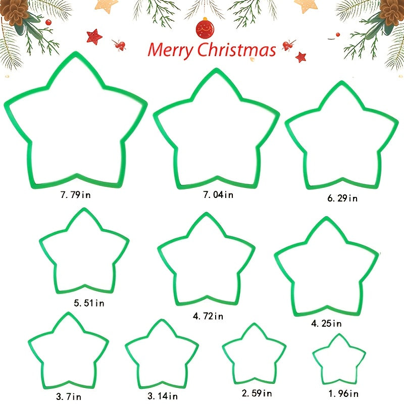 Set of 10 Christmas tree and star 3D cookie cutters