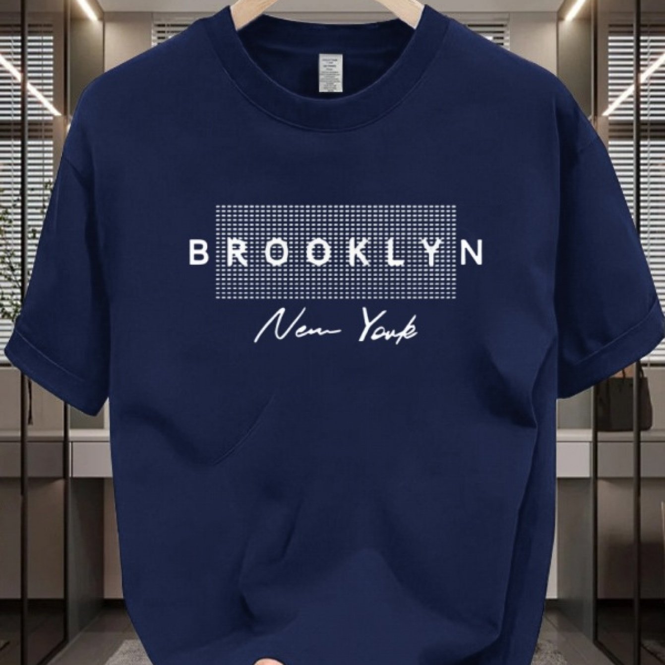 Футболка с графикой Brooklyn NYC для мужчин, круглый вырез, короткий рукав, 100% хлопок, комфортная посадка, 200 г/м²