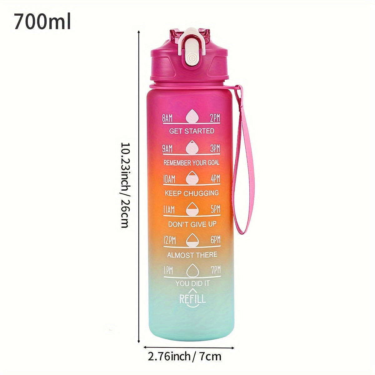 Motivational sports water bottle with straw, 2.3L capacity, lightweight and BPA-free. Perfect for running and outdoor camping.