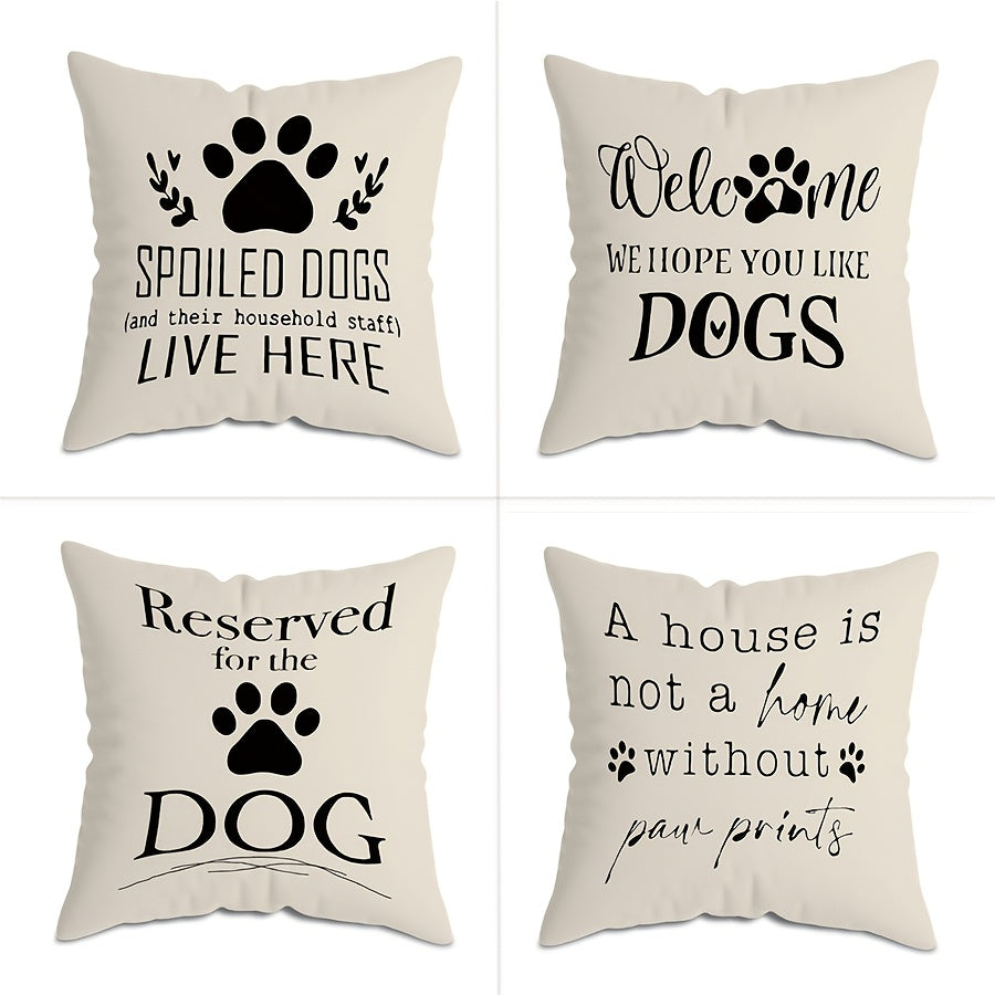 This MEMNUN Dog Lover's Delight Throw Pillow Cover is the perfect addition to any pet lover's home decor. Featuring a combination of humorous paw print designs and heartfelt quotes, this soft polyester cover measures 44.96 x 44.96 cm and includes a