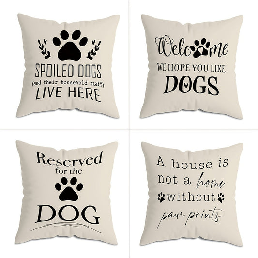 This MEMNUN Dog Lover's Delight Throw Pillow Cover is the perfect addition to any pet lover's home decor. Featuring a combination of humorous paw print designs and heartfelt quotes, this soft polyester cover measures 44.96 x 44.96 cm and includes a