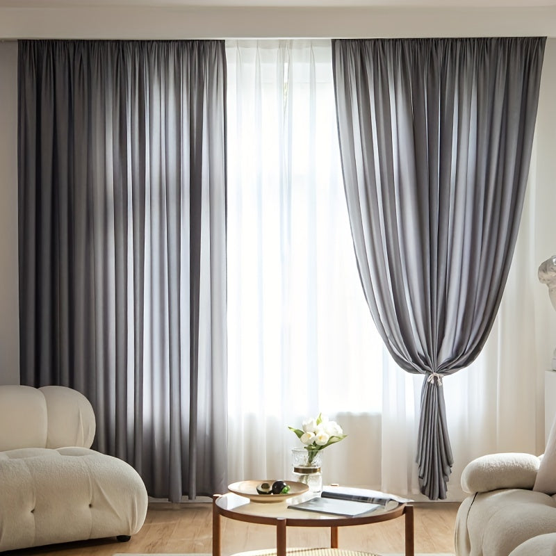 Classic Gray Velvet Curtain for Privacy & Home Decor - Semi-Sheer, Rod Pocket Design - Ideal for Living Room, Bedroom, or Office - 1 Piece