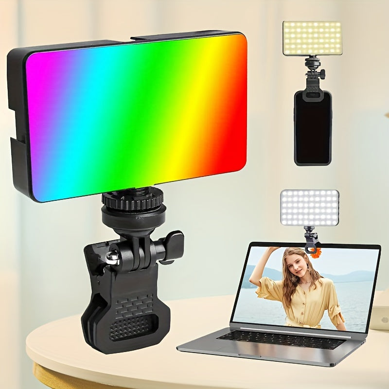 ZOMEI 140 LED Selfie Light with 3 adjustable modes, RGB indoor lighting. Rechargeable with USB charging. Suitable for phone, camera, laptop, and iPad.