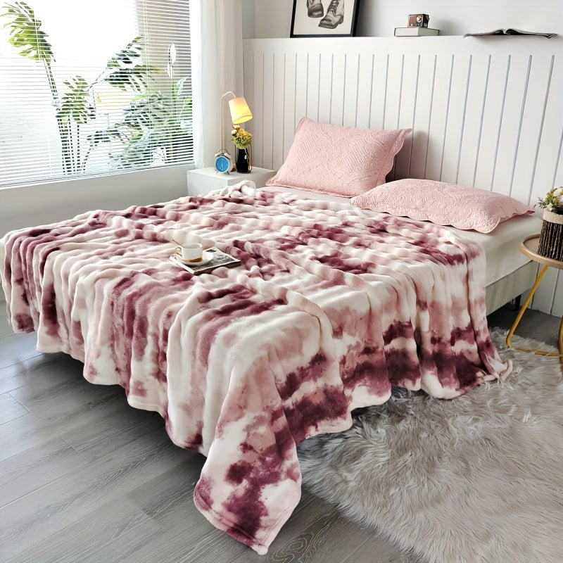 Soft and Cozy Gradient Bubble Fleece Throw Blanket made with Milk Velvet, Perfect for All Seasons. Versatile Nap Blanket for Office or Sofa, with Traditional Style and Machine Washable Polyester Non-Woven Fabric.