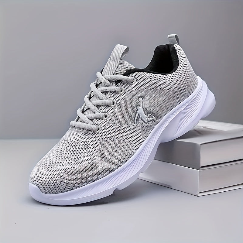 Men's Stability Road Running Shoes with lightweight, breathable fabric upper, EVA insole and sole, solid color, lace-up closure, and stabilizing support for running and fitness.