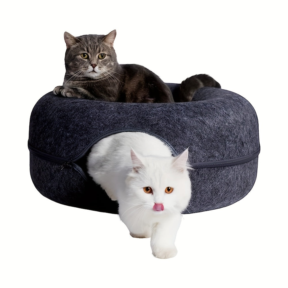 Large cat cave for multiple cats and large cats, indoor cat tunnel bed that is detachable and washable.