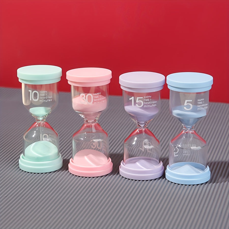 Vibrant Glass Sand Timer Set (5-30 Minutes) - Perfect for Games, Classroom, Home & Office Decor, Educational Tool for Kids, Available in 1pc or 4pcs, Stylish Home Accent